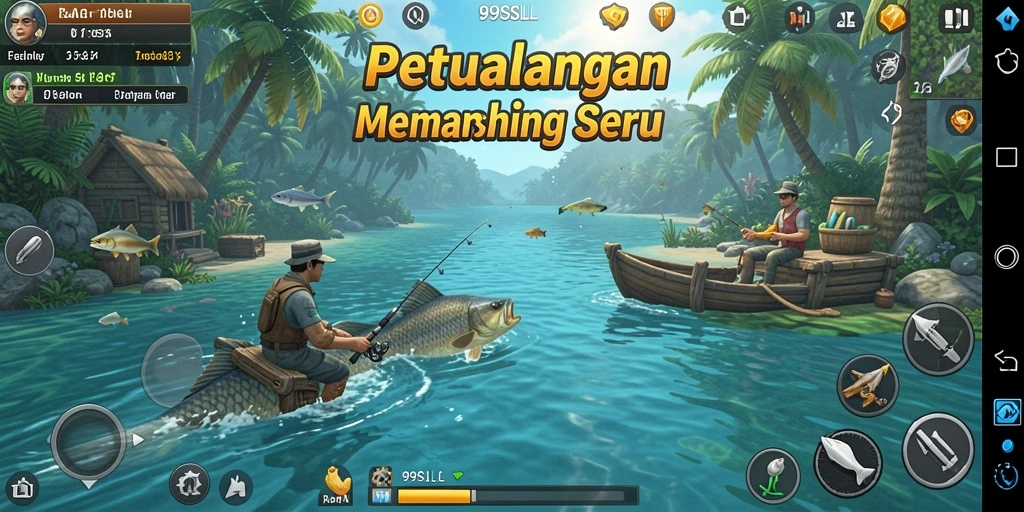 Tampilan gameplay seru saat menangkap ikan dengan 99SLL.