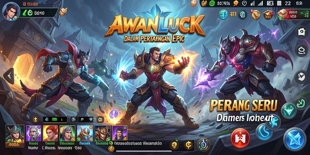 Tangkapan layar AWANLUCK menampilkan aksi seru di medan perang.