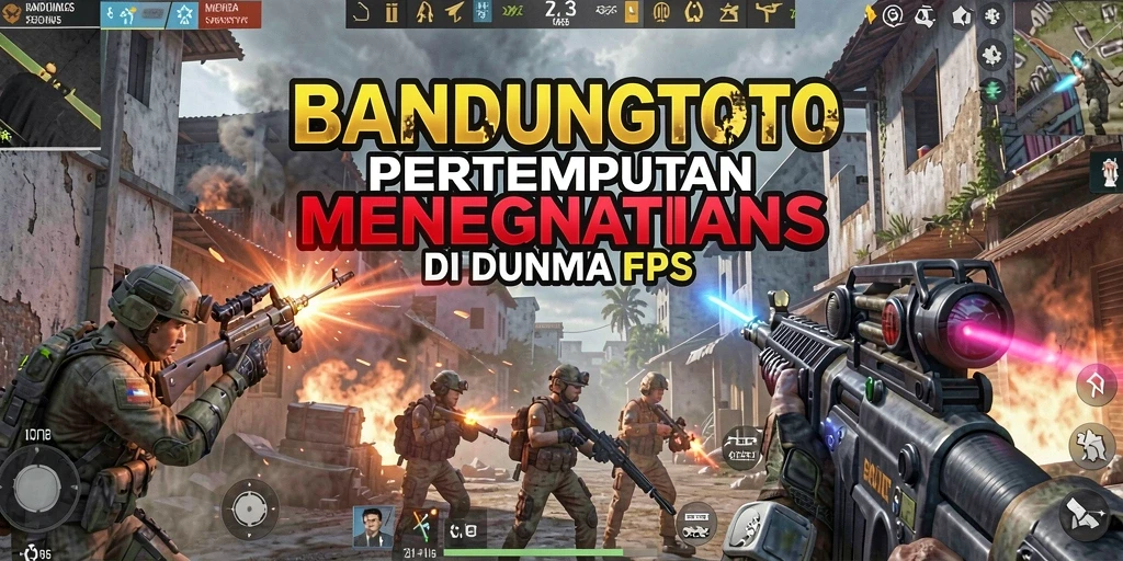 Tampilan utama gameplay FPS yang intens dan mendebarkan.