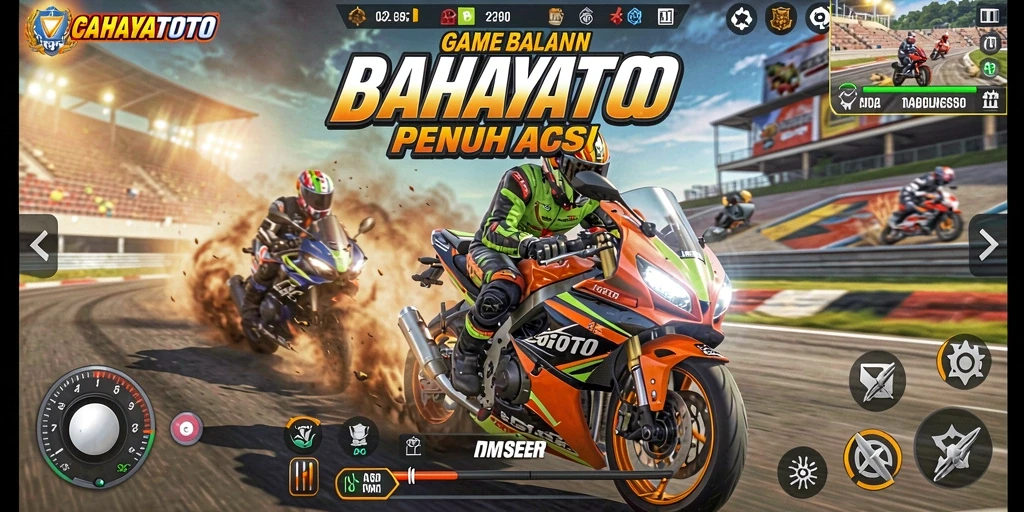 Tampilan memukau dari gameplay balapan motor di CAHAYATOTO.
