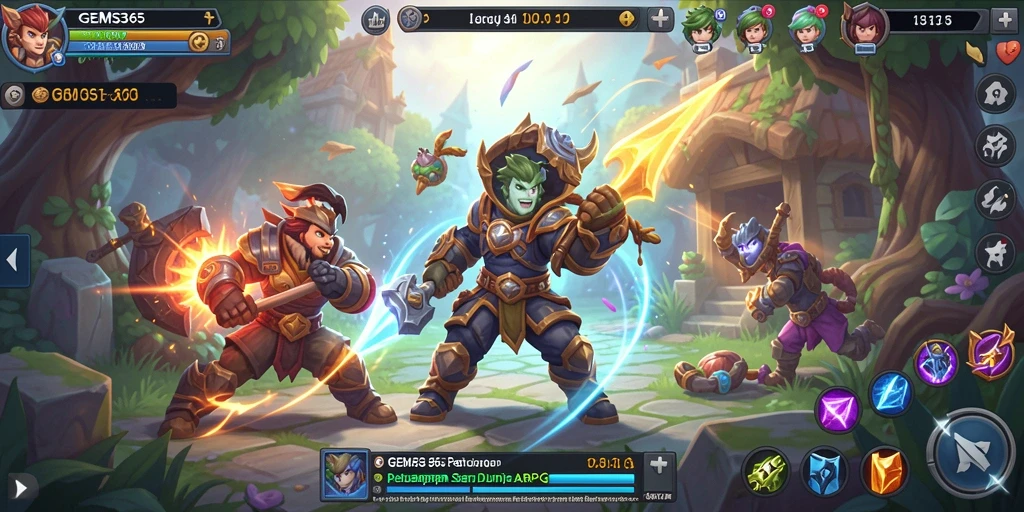 Screenshot gameplay GEMS365 yang menampilkan aksi bertarung yang mendebarkan.