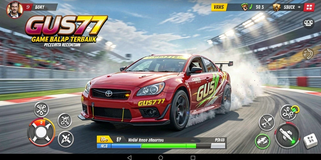 Screenshot GUS77 menunjukkan aksi balap yang mendebarkan di trek.