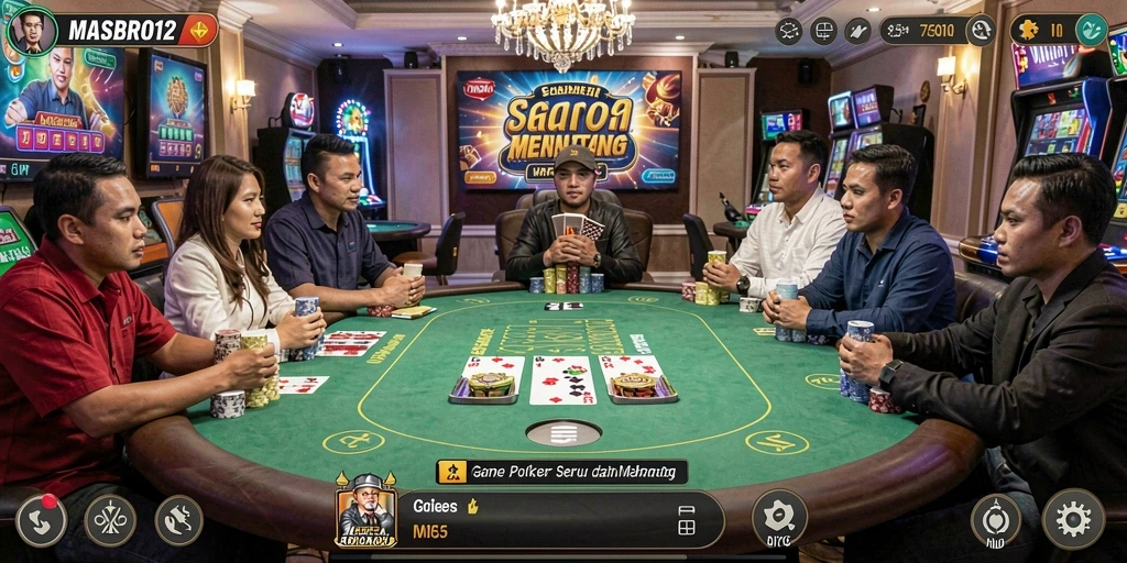 Tampilan gameplay poker yang seru dan interaktif.