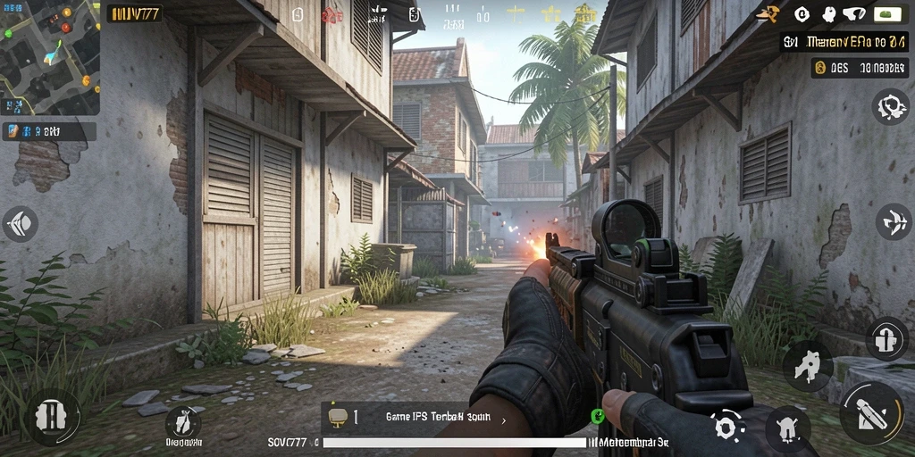 Screenshot gameplay SOV777 dengan aksi menembak yang mendebarkan.