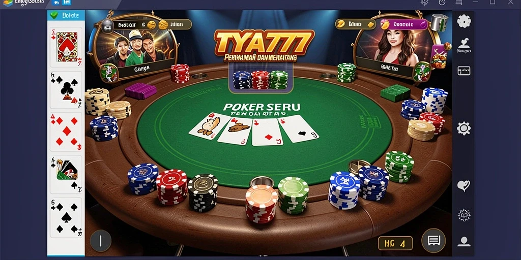 Tampilan gameplay TYA777 yang mengasyikkan dengan suasana Poker yang seru.